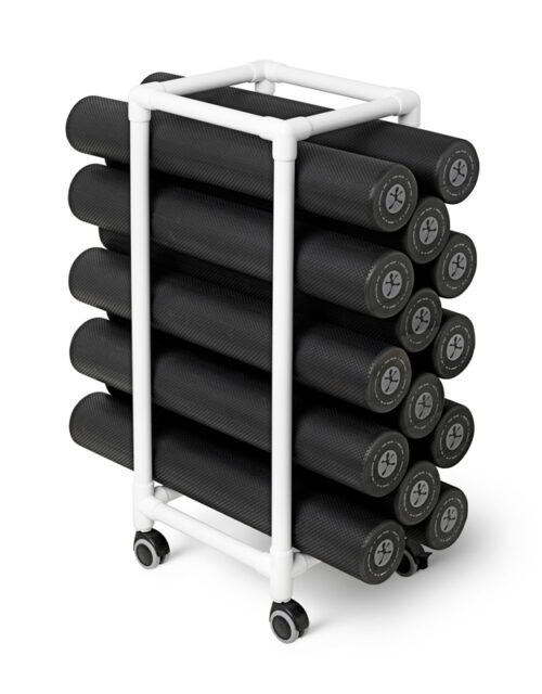 Foam roller rack i PVC med hjul (Hvid)