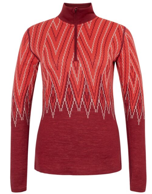 Kari Traa Juliane Merinould Halfzip Skiundertrøje Dame, rouge