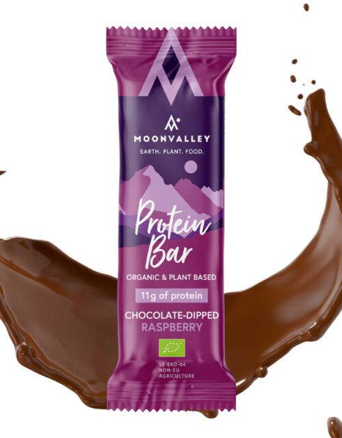 Øko protein bar med chokoladeovertræk (Hindbær)