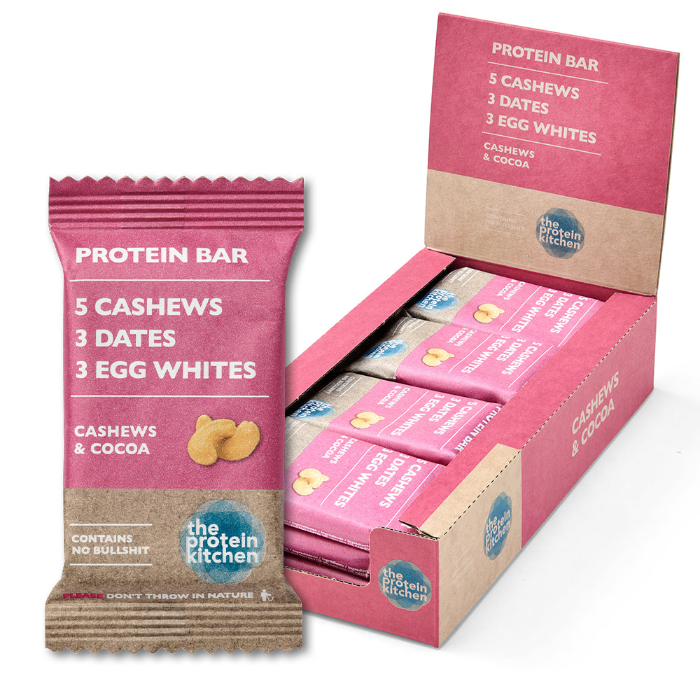 The Protein Kitchen Bar (12x55g)  -  Kakao & cashew | Lækker proteinbar uden sukker