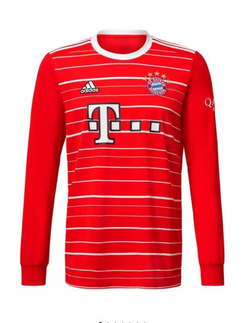 FC Bayern Munich home jersey L/S 2022/23 - by Adidas-M Rød