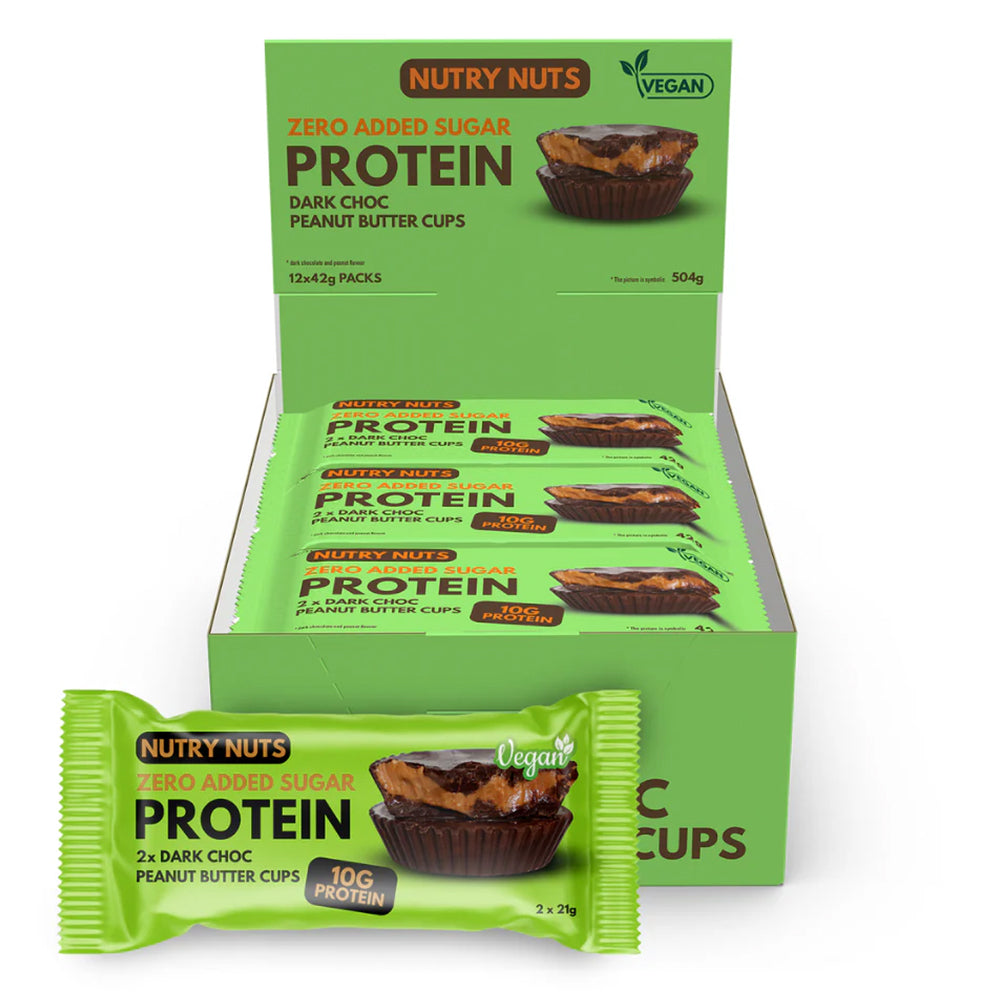Nutry Nuts Dark Choc Vegan (12x42g)  -  Veganske peanutbutter cups med mørk chokolade