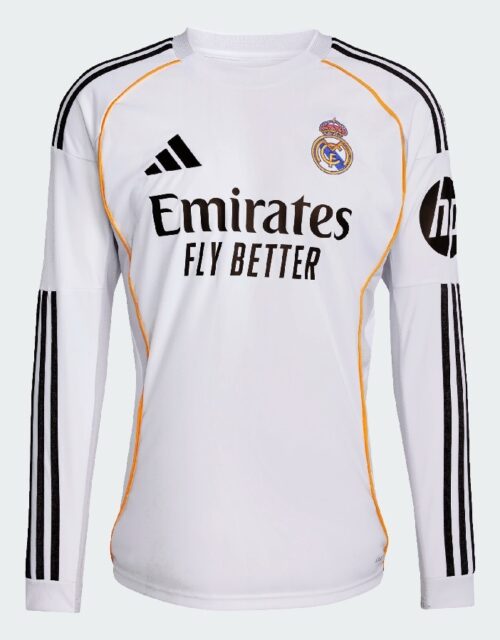 Real Madrid home jersey L/S 2025/26 - UCL-S Hvid
